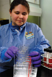 woman with lab items