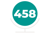 teal circle with text "458" in center