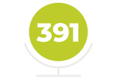 lime green circle with text "391" in center