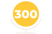 yellow circle with text "300" in center