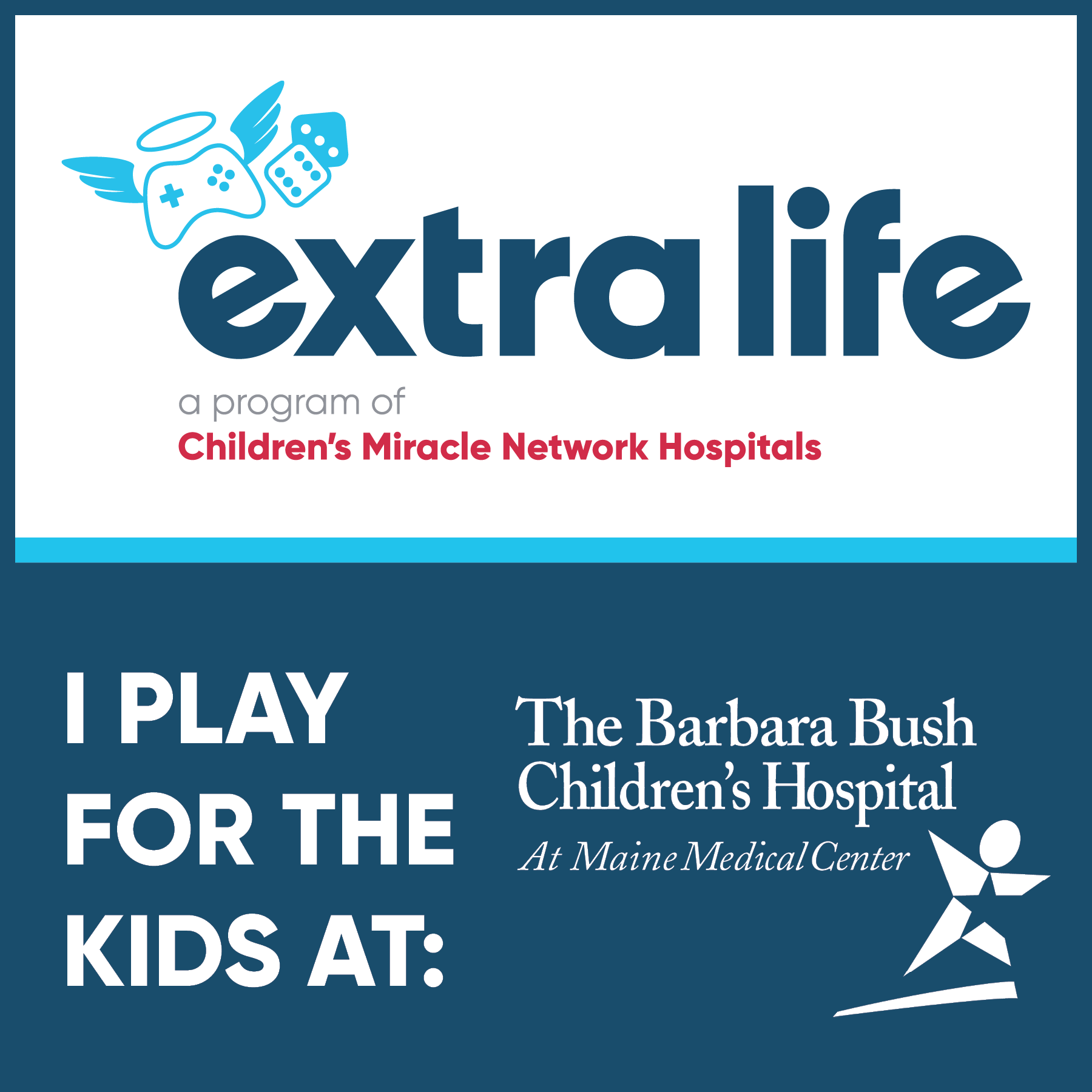 social media sharing image for the extra life charity event to benefit the Barbara Bush Children's Hospital