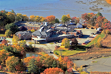 Aerial view of facility in the fall