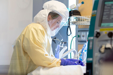  A nurse wearing full PPE works in the MMC COVID-19 ward.
