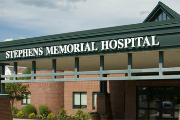 The front entrance of Stephens Memorial Hospital